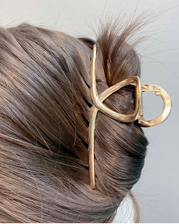 Gold - Large Hollow Twisted Hair Claw Clip - LadyJuneAccessories | Printfresh