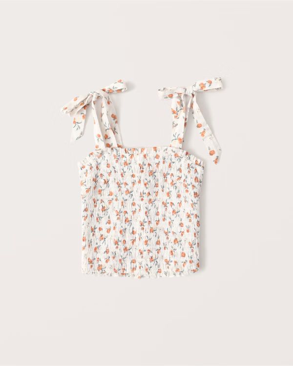 Women's Tie-Strap Smocked Cami Set Top | Women's Tops | Abercrombie.com | Abercrombie & Fitch (US)