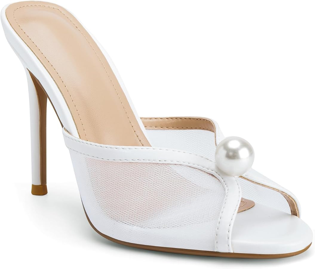 Mesh Mule Heels for Women with 4 Inch Stiletto Heel | Amazon (US)