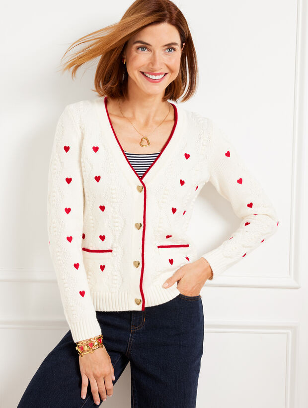 Argyle Stitch Cardigan - Embroidered Heart | Talbots