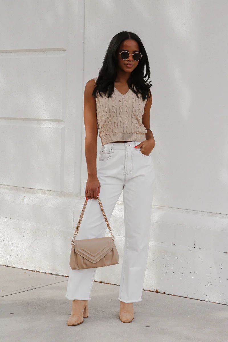 Joei Sweater Vest in Latte | lauren nicole