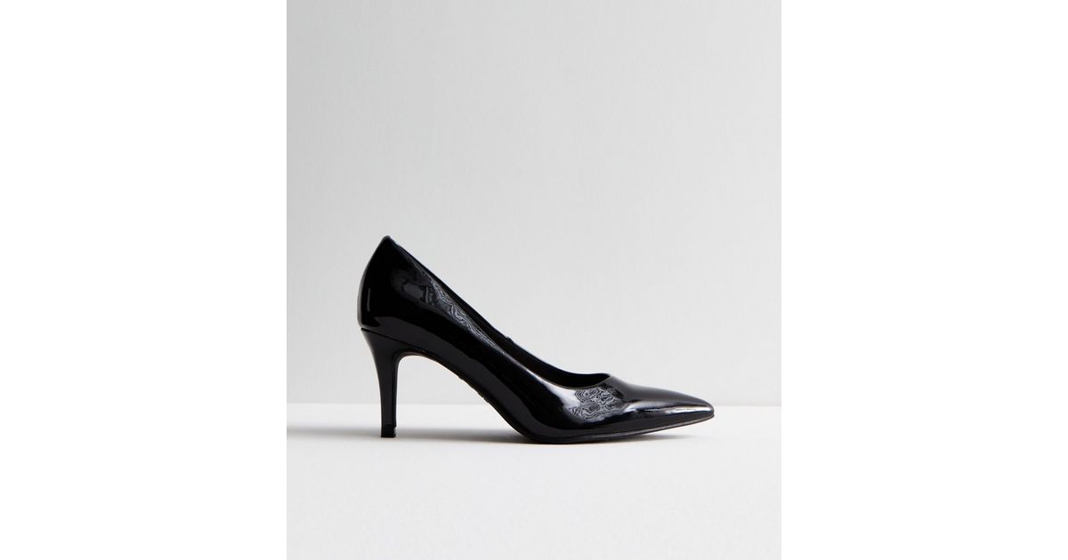 Black Patent Stiletto Heel Court Shoes | New Look | New Look (UK)