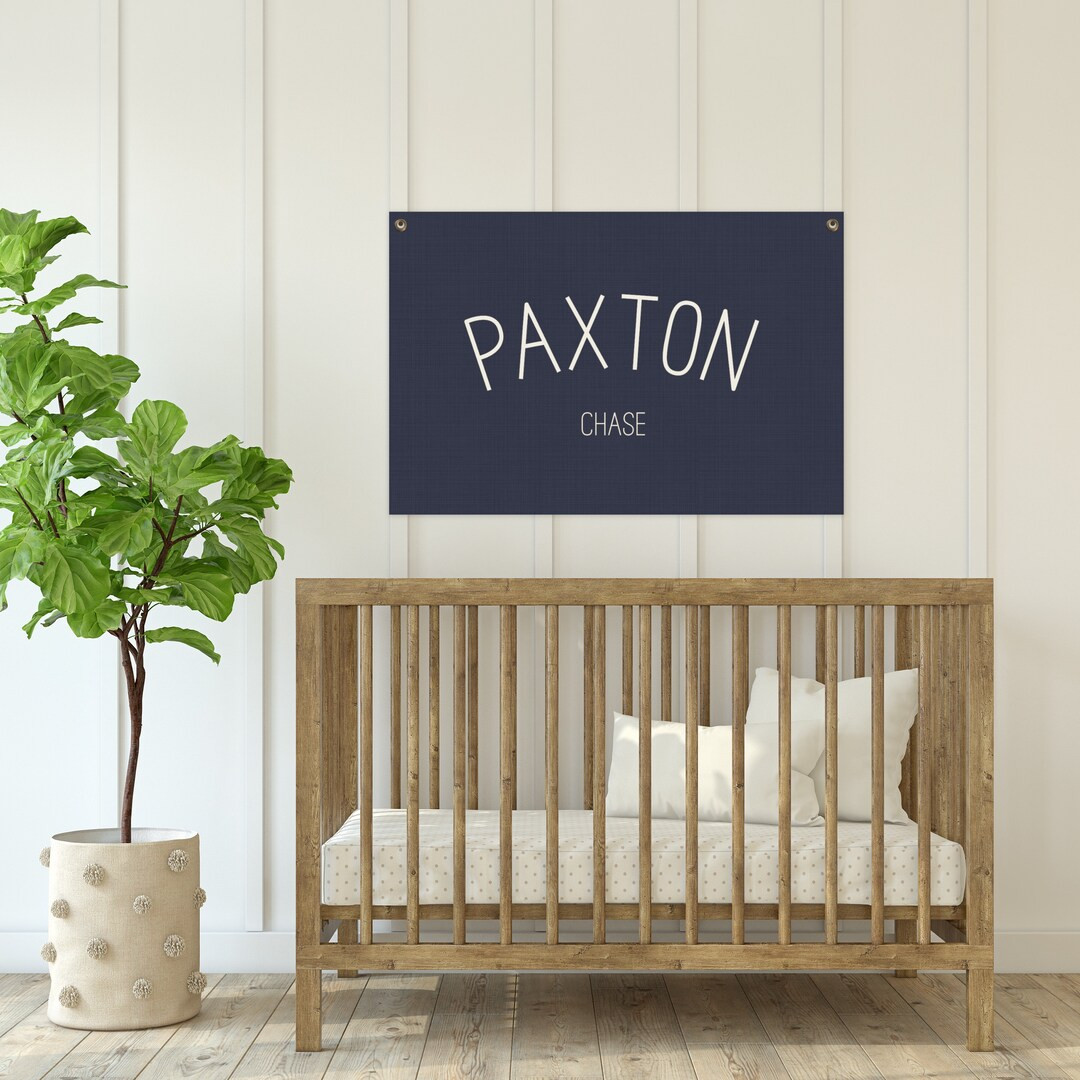 Midnight Blue Name Banner Baby Name Flag Baby Crib Nursery - Etsy | Etsy (US)