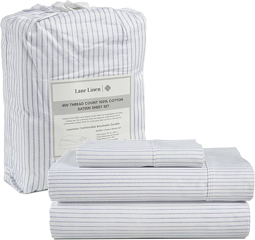 Lane Linen 100% Cotton Sheets - 3 Pc Twin XL Sheets, Soft Sateen Sheets,450 Thread Count Twin XL ... | Amazon (US)