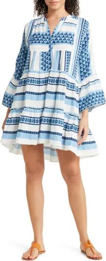 Geometric Print Tiered Cotton Cover-Up Dress | Nordstrom