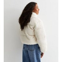 Girls Cream Faux Fur Puffer Jacket New Look | New Look (UK)