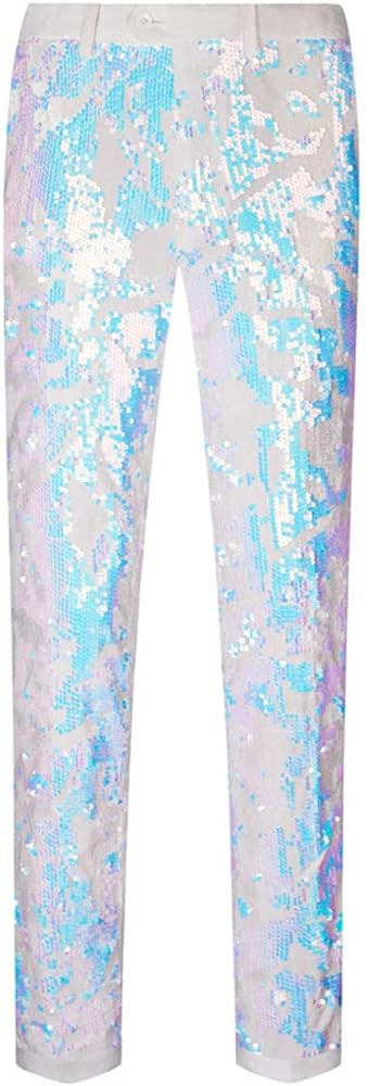 Men Fashion Floral Shiny Sequins Velvet Pants | Amazon (US)