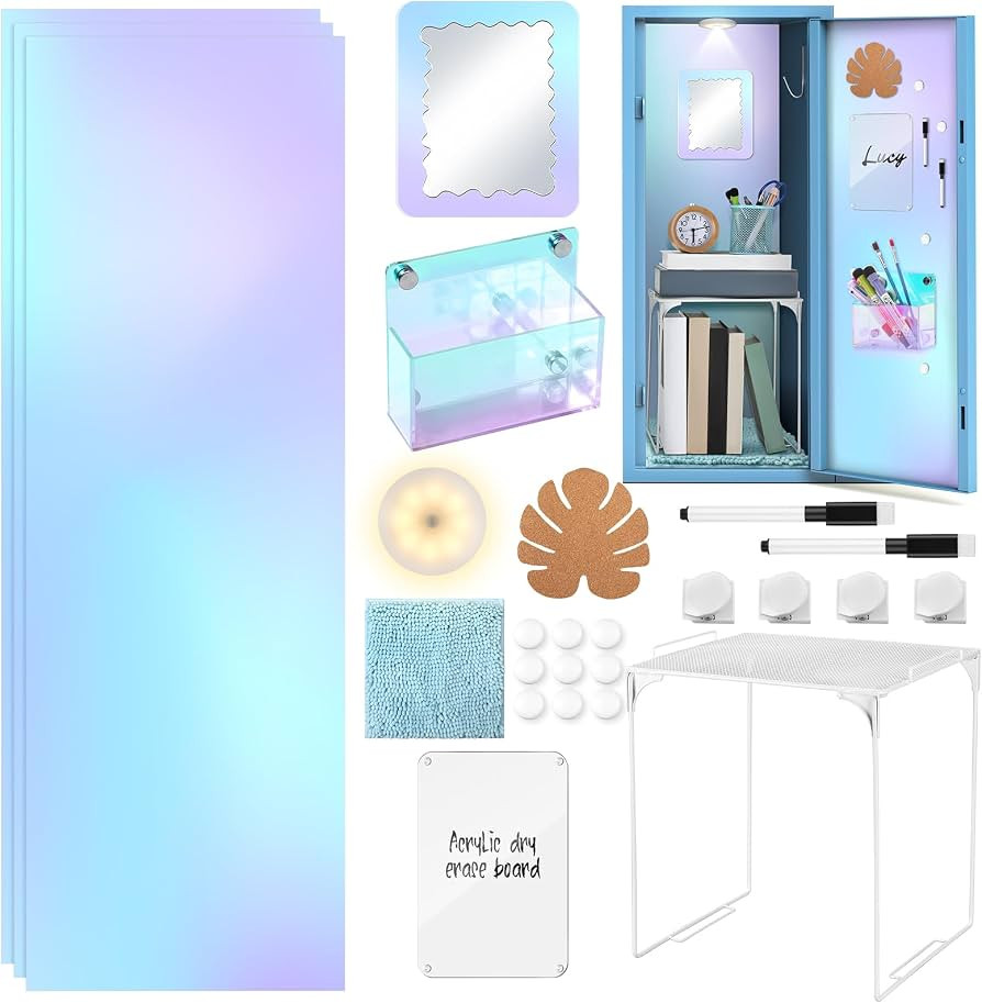 MotiMind 25 Pack Iridescent Locker Accessories, First Day of School Essentials with Locker Shelf,... | Amazon (US)
