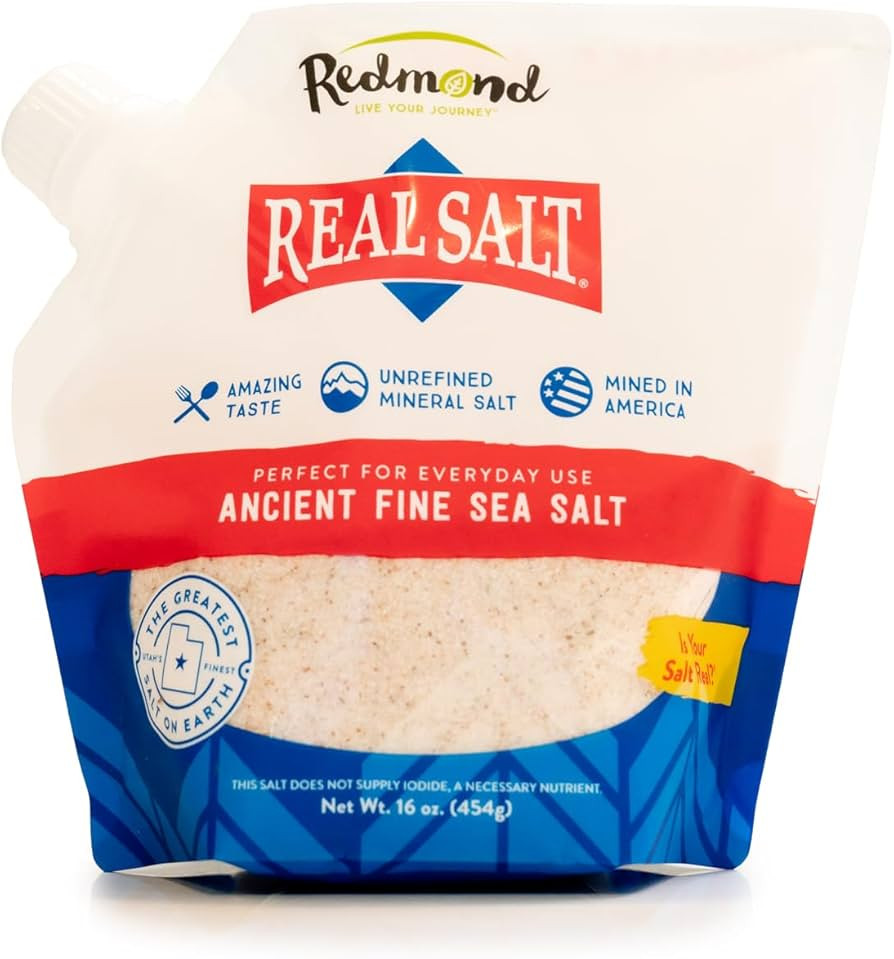 Redmond Real Salt - Ancient Fine Sea Salt, Unrefined Mineral Salt, 16 Ounce Pouch (1 Pack) | Amazon (US)