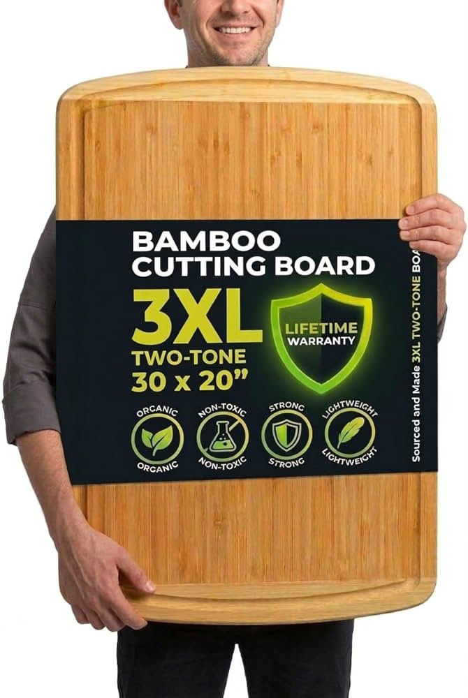 Greener Chef 30 x 20 Organic Extra Large Cutting Board with Lifetime Replacements \u2013 Wood Bam... | Amazon (US)