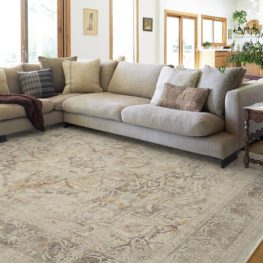 RUGGABLE Sarrah - Machine Washable Rug - Elegant Room Decor and Vintage Area Rug Perfect for Livi... | Amazon (US)