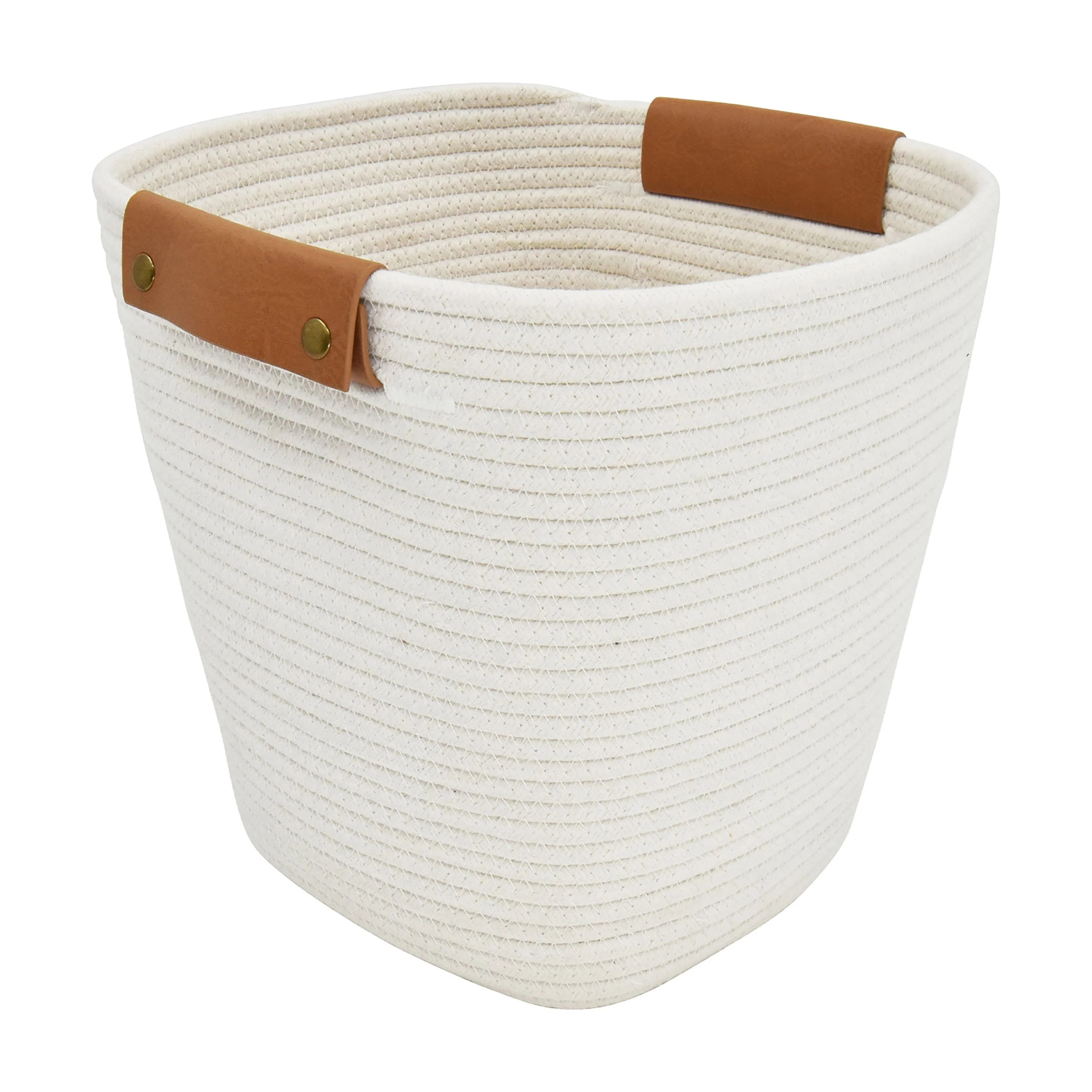 Better Homes & Gardens Medium White Cotton Rope Basket - Walmart.com | Walmart (US)