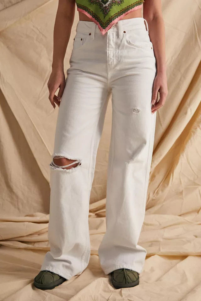 BDG White High Waist Ripped Puddle Jean | Urban Outfitters (US and RoW)