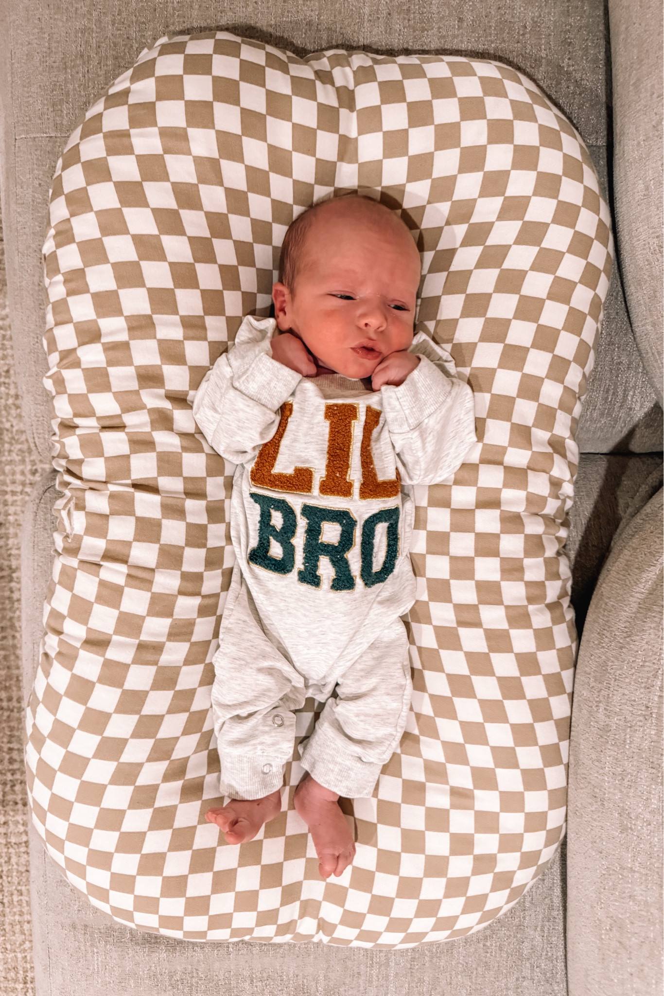 The best baby lounger. We simply buy changing table covers for it to make washing easier - but the lounger itself is organic and completely washable. 

Cutest LIL BRO onesie too 💙

Amazon finds 
Snuggle me lounger 
Baby must haves
Newborn favorites 
Newborn must haves 
Baby clothes 
Baby registry 

#LTKBaby #LTKFindsUnder100 #LTKHome