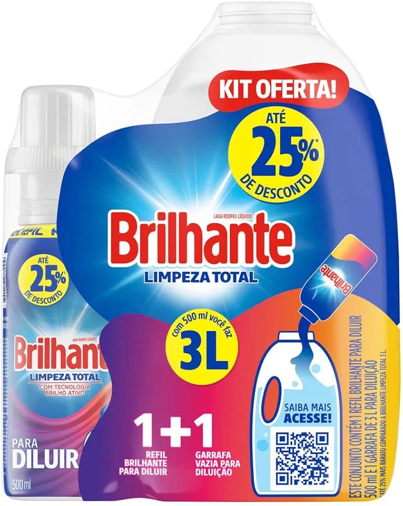 Kit Garrafa para Diluição + Lava-Roupas Líquido Concentrado para Diluir Brilhante Limpeza Tota... | Amazon (BR)
