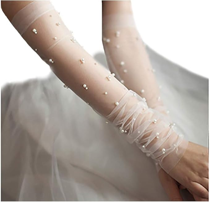 Fstrend Wedding Gloves Fingerless Pearl Bridal Lace Glove for Women and Girls | Amazon (US)