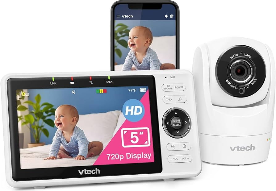 VTech VM901 Smart WiFi Baby Monitor with 1080p FHD Camera and 5" HD IPS Display, Free App, Remote... | Amazon (US)