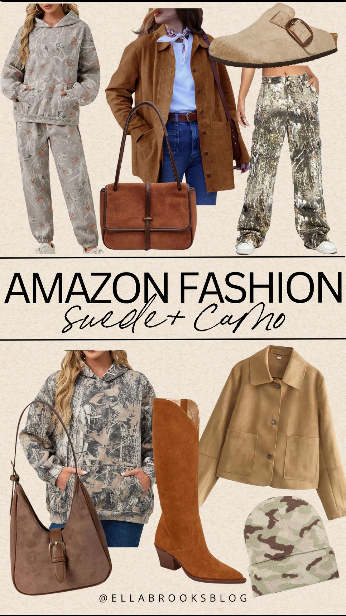 Amazon fashion: suede and camo 


Amazon fashion finds, suede bag, fall jacket, Amazon camo sweatshirt, camo pants, Amazon boots, suede western boots, fall outfit 

#LTKShoeCrush #LTKItBag #LTKStyleTip