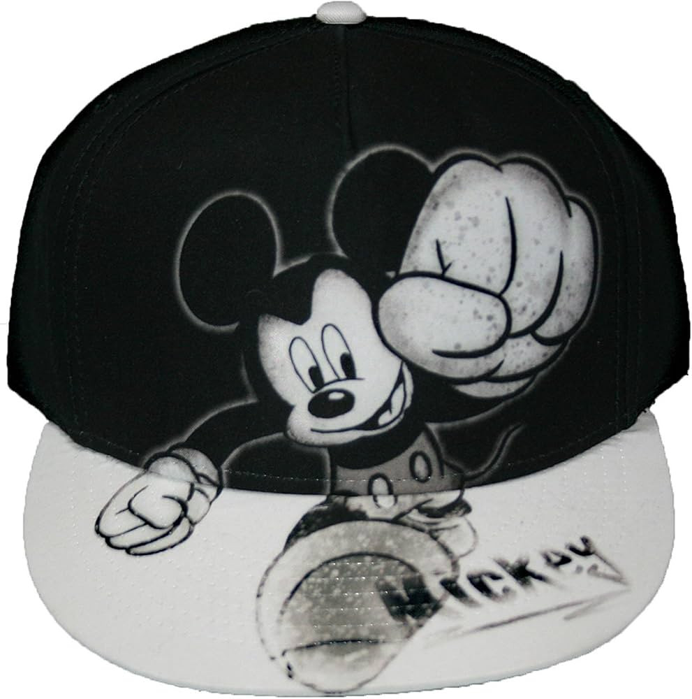 Disney Mickey Mouse Smash Flat Bill Mens' Baseball Hat, Gray, One Size | Amazon (US)