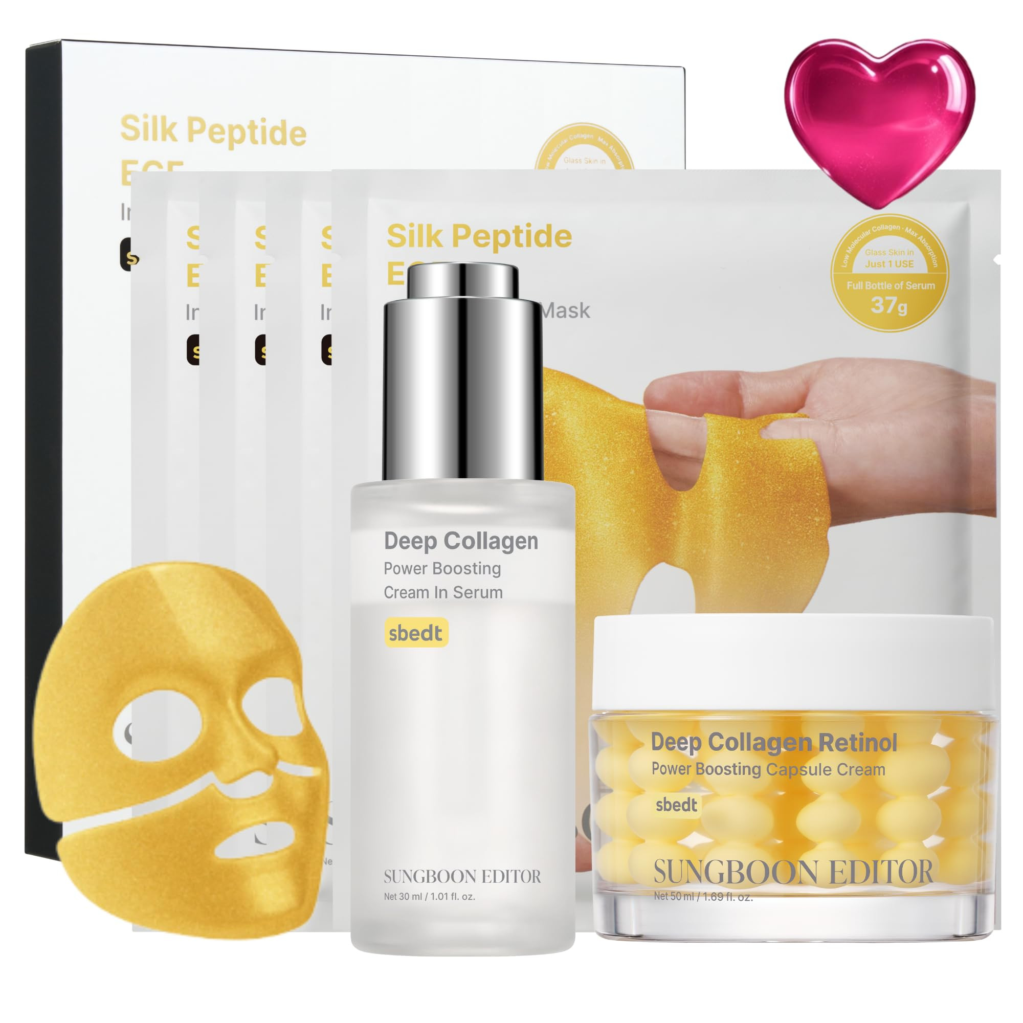 SUNGBOON EDITOR Golden Glow Plump-Looking Trio I Silk Peptide EGF Intensive Gold Mask & Deep Coll... | Amazon (US)