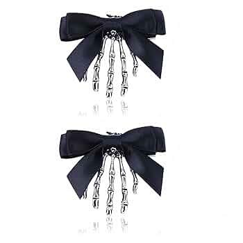 Utavu 2Pcs Skeleton Hand Hair Clips with Bowknot - Cute Skull Claw Hairpins for Girls, Party Cosp... | Amazon (US)