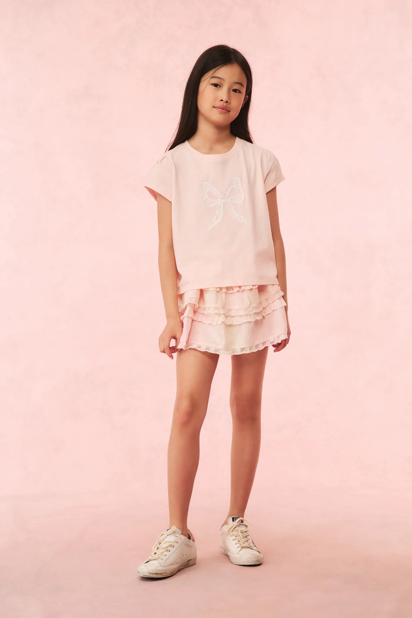 Girls Tilliat Cotton Bow Tee | LoveShackFancy
