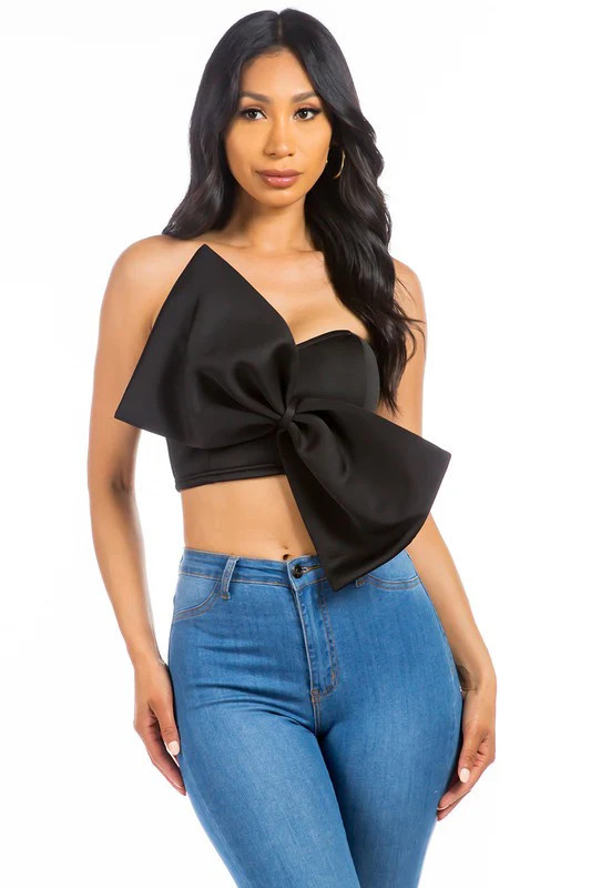 SEXY BOW-TIE TOP BLACK / M | Casual Chic Boutique