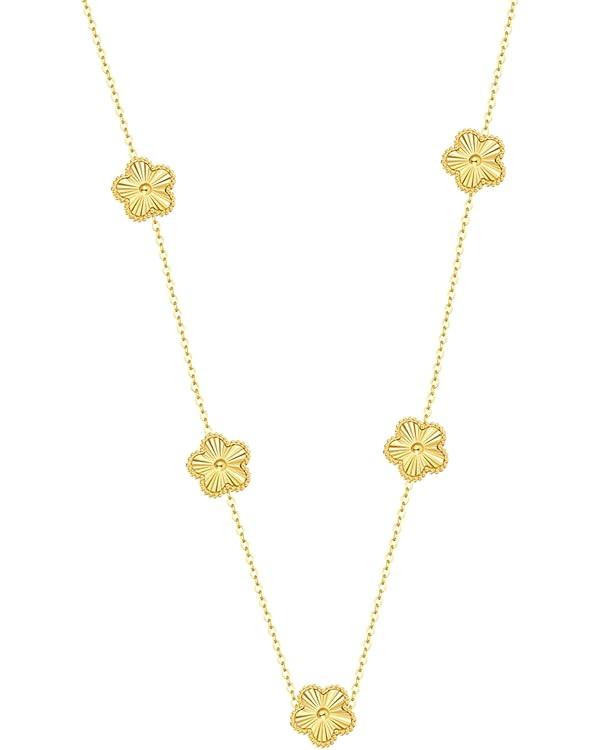 Clover Necklace for Women, Flower pendant Necklace, Five Leaf Clover Necklaces Dainty Lucky Clove... | Amazon (US)