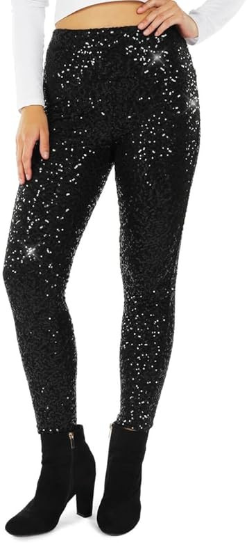 Tipsy Elves Shiny Sequin Leggings for Women for Holiday Outfits and Beyond | Amazon (US)