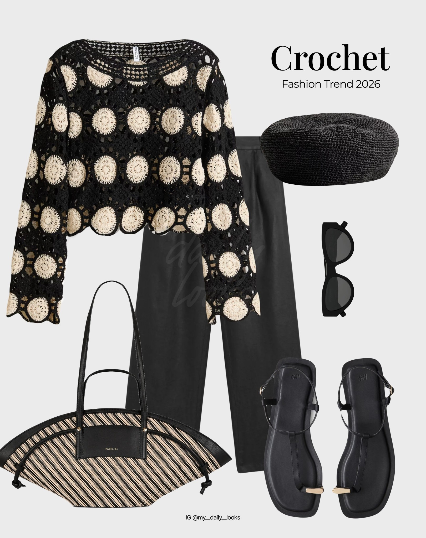 Crochet outfit 🖤

Tags: Spring summer outfits 2026, capsule wardrobe, high street, crochet top, crochet cardigan, crochet jacket, H&M new in, embroidery, embroidered top.

#LTKsummer #LTKspring #LTKbag