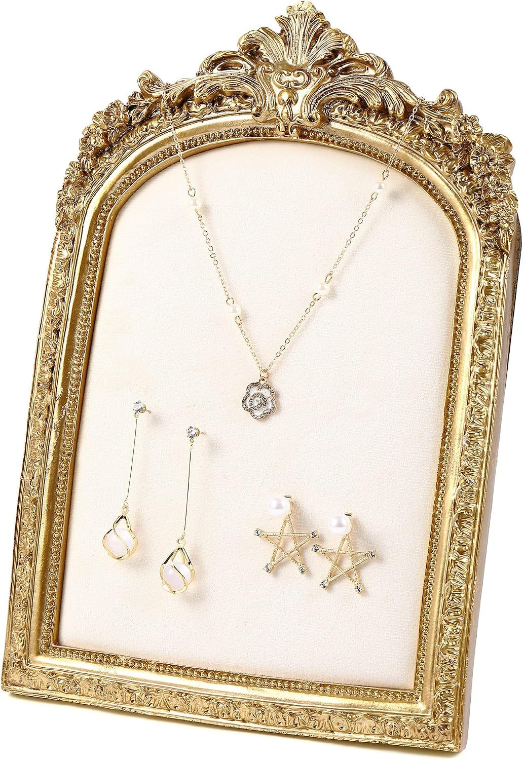 Wonderjune Vintage Jewelry Display Frame, 10.4 x 7 Inches, Elegant, White | Amazon (US)