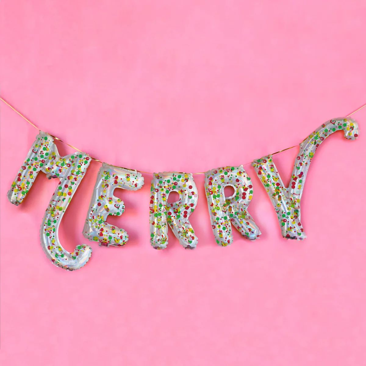 Packed Party "Merry" Christmas Party Multi-Color Confetti Balloon Banner - Walmart.com | Walmart (US)