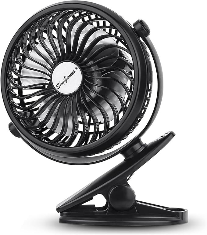 SkyGenius USB Operated Clip on Mini Desk Fan, Black | Amazon (US)