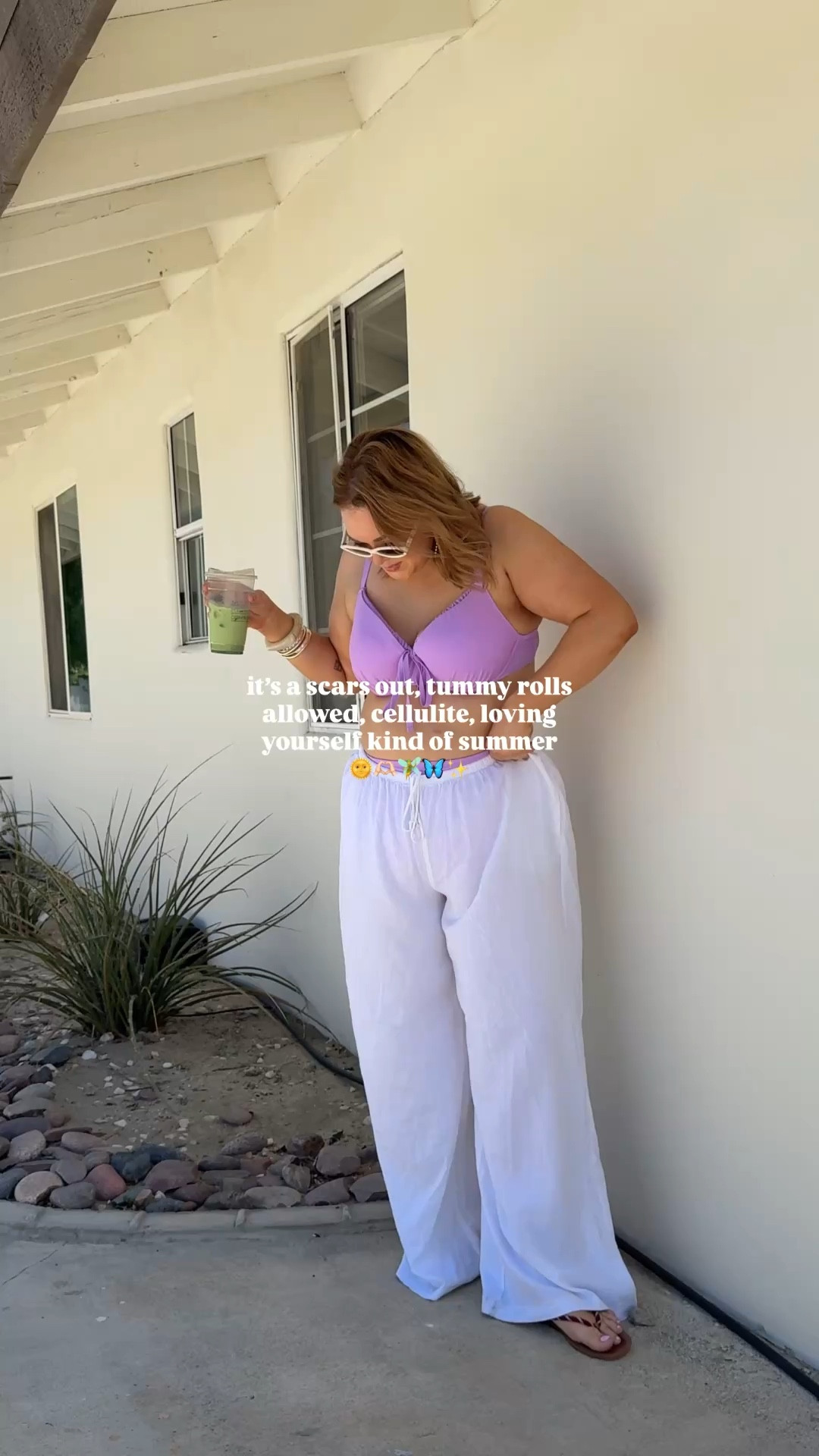 cool summer bikini outfit wearing 1 in bikini,  xl in pants and jelly sandals are true to size 

#LTKFestival #LTKMidsize #LTKPlusSize