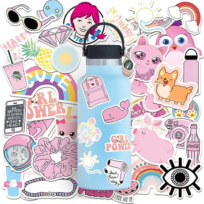 Botocar Pink 150 Pcs Cute Water Bottle Stickers, VSCO Stickers for Hydro Flask, Waterproof Vinyl ... | Amazon (US)