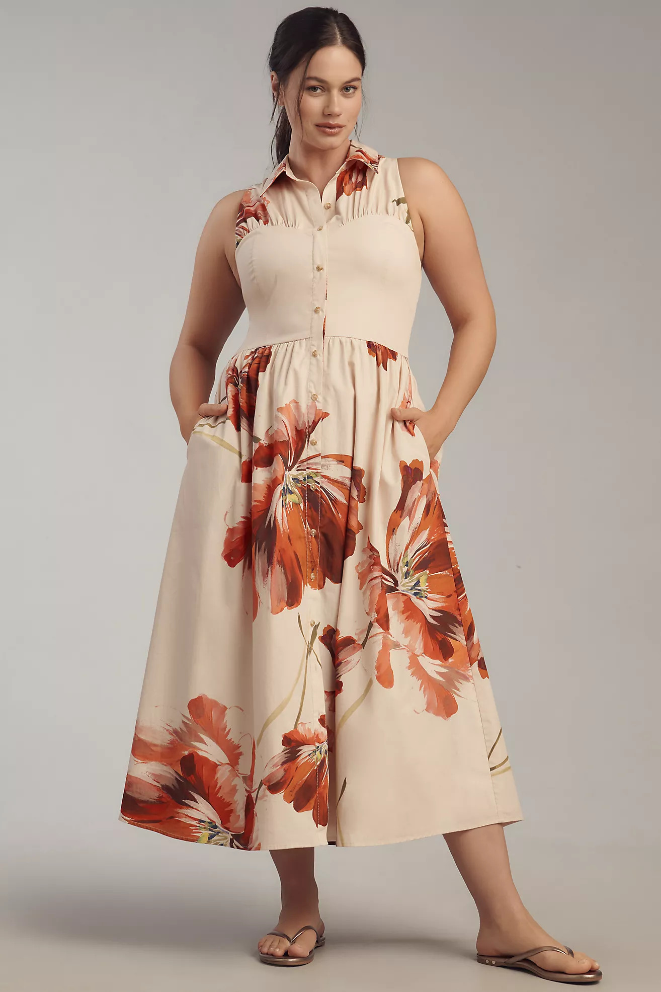 Hutch Vivian Sleeveless Midi Shirt Dress | Anthropologie (US)