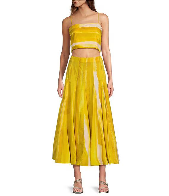 x M.G. Style Blake Lemon Watercolor Crop Top & Mid Waist Pleated Skirt Set | Dillard's
