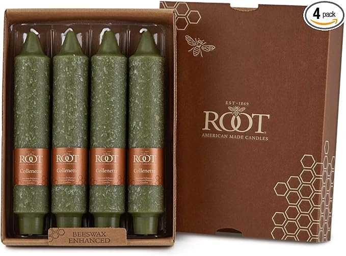 Root Candles 4-Count Unscented Dinner Candles Dripless Beeswax Enhanced Timberline™ Collenette ... | Amazon (US)