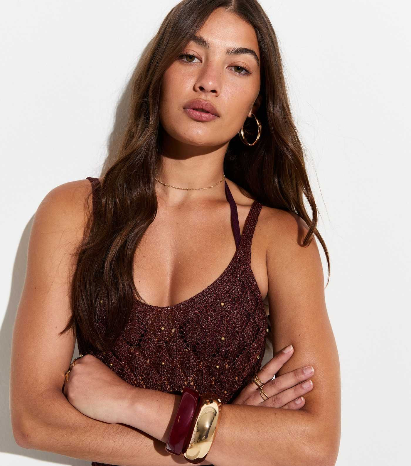 Brown Bead Crochet Tassle Maxi Beach Dress | New Look | New Look (UK)