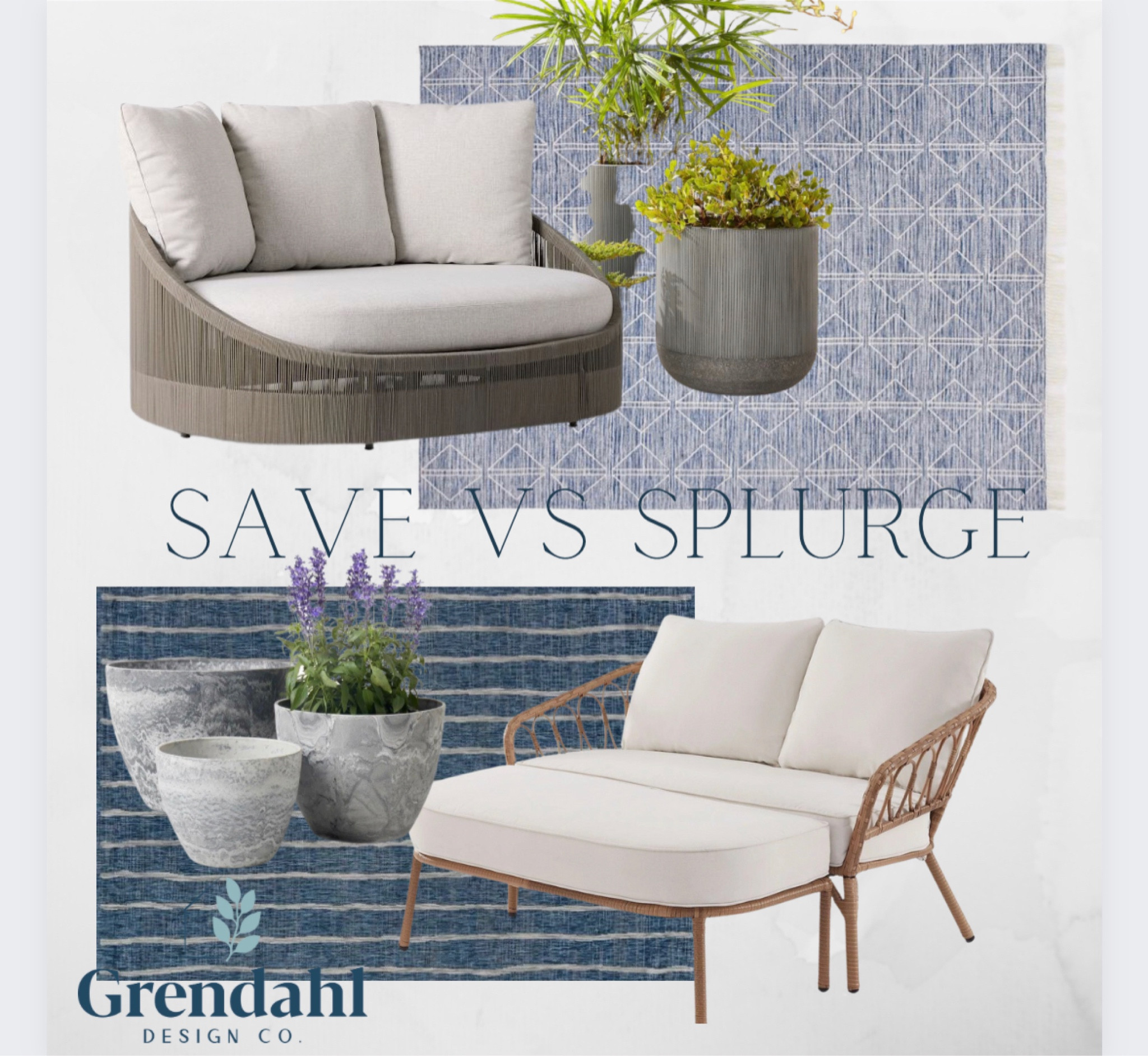 Save vs splurge. Walmart vs west elm. Patio edition!  Lounge. Summer. Patio. Planters.  

#LTKsalealert #LTKhome