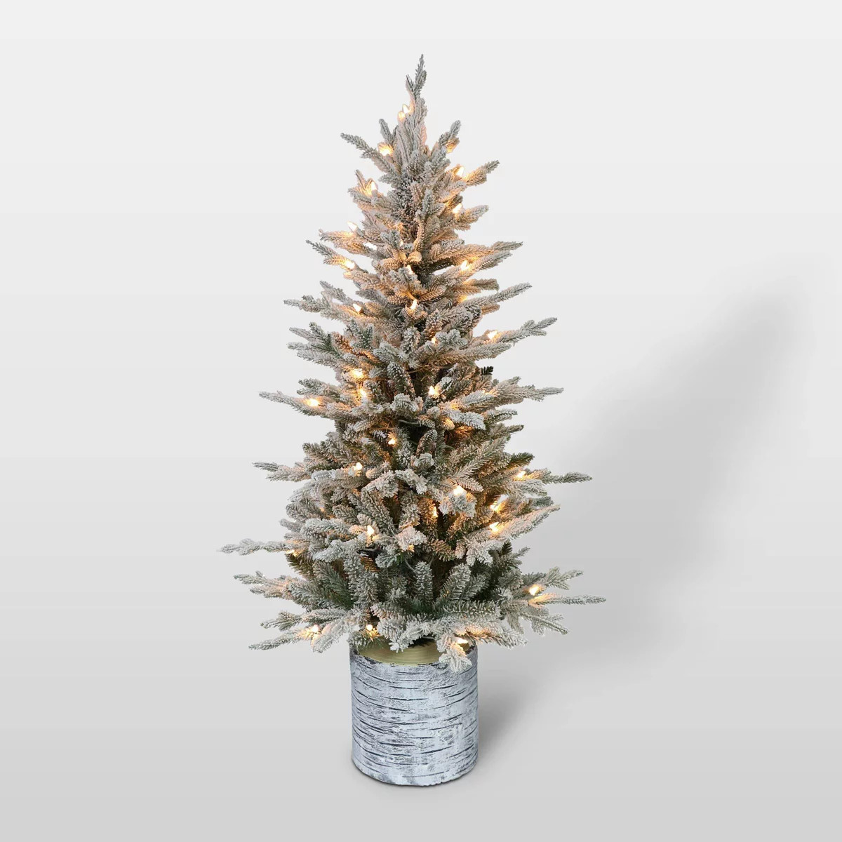 4.5ft Pre-Lit Potted Flocked Scandinavian Fir Artificial Christmas Tree - Puleo: Indoor/Outdoor U... | Target