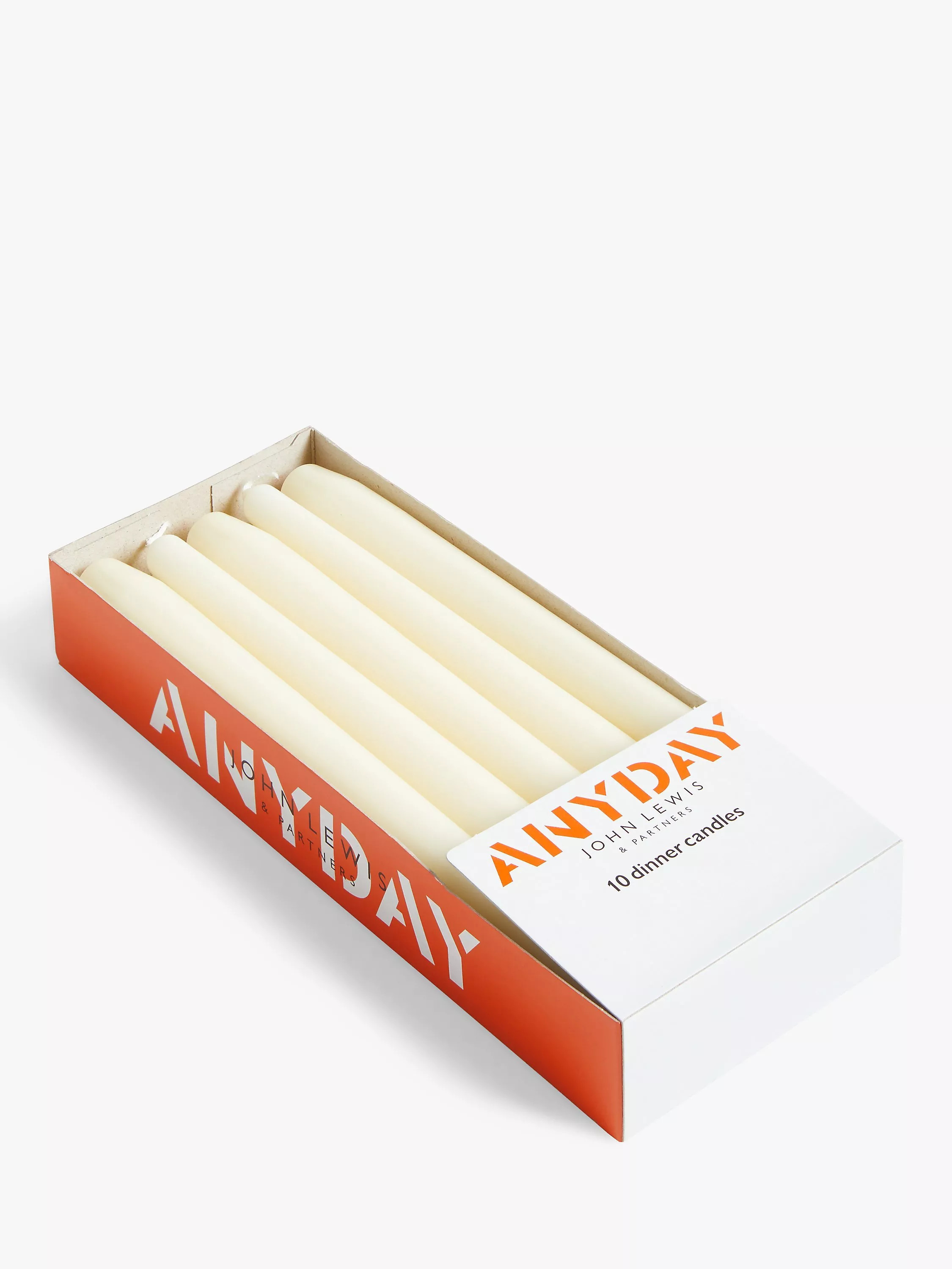 John Lewis ANYDAYTapered Dinner Candles, Pack of 10, Ivory | John Lewis (UK)