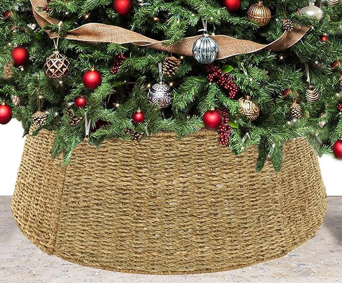 KOLWOVEN Tree Collar Large to Small Christmas Tree, 28" Christmas Tree Ring Adjustable Water Hyac... | Amazon (US)