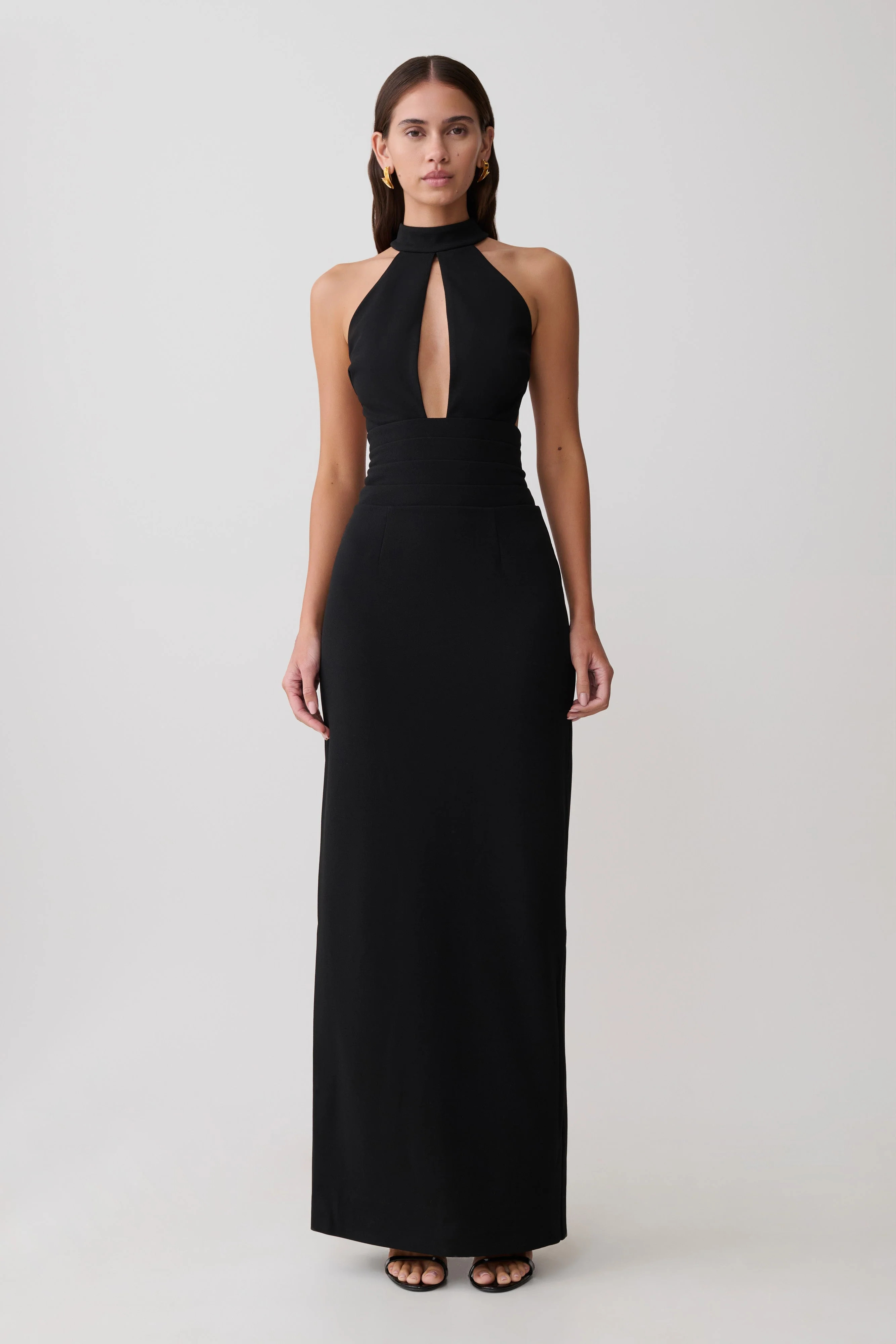 Elan Stretch Crepe Maxi Dress - Black | MESHKI US