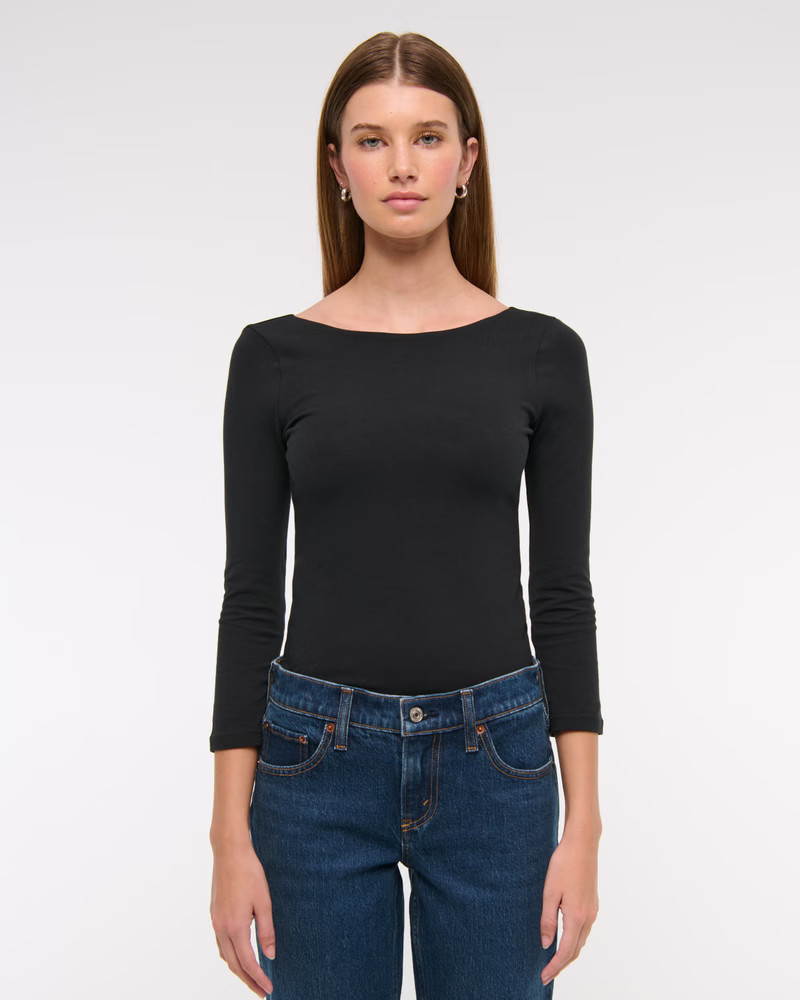Women's Long-Sleeve Balletic Scoop-Back Top | Women's Tops | Abercrombie.com | Abercrombie & Fitch (US)