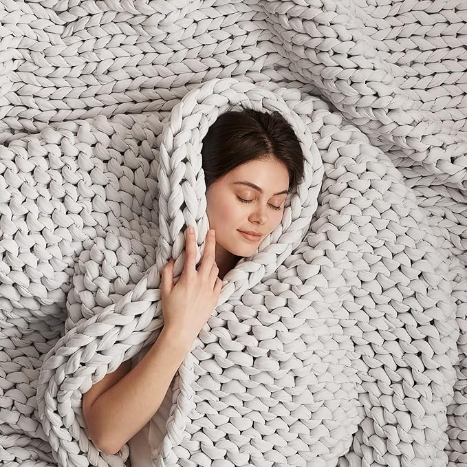 Bearaby Cotton Hand-Knit Weighted Blankets for Adults - Chunky Knit Blanket - Sustainable, Breath... | Amazon (US)