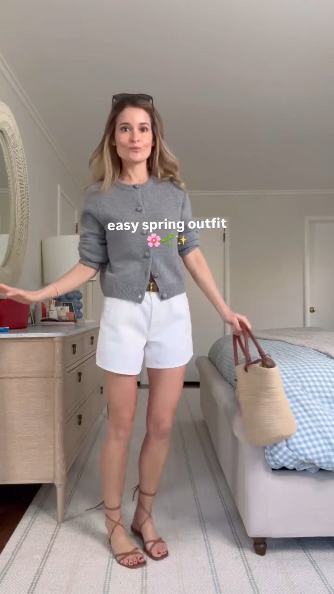 Happy Monday, friends! 🤍 Spring outfit planning over here 

Love this simple spring outfit formula - a beautiful neutral @Tuckernuck cardigan (the knit button details!), AGOLDE crisp white jean shorts, a belt for added interest and to elevate the shorts, my fav @Margaux  wrap sandals and a piece of  @Dorsey jewelry for added color/sparkle. These shorts were such a good find. They are a slightly longer inseam, and the a-line shape makes them so flattering on your leg. Excited to wear them all spring and summer. My wrap sandals & bag are favorites from last year I’m so excited to be able to pull out again as the weather warms up. 

❤️ Follow for easy everyday outfit inspiration that’s effortless and practical, but still makes you feel put together. Let’s rebuild the habit of getting dressed together! 

#outfitinspo #outfitideas #sundaybest  #springoutfit #grwm

#LTKgrwm #LTKootd #LTKSeasonal