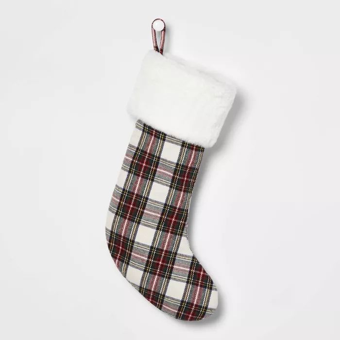 Plaid Christmas Stocking White - Wondershop™ | Target
