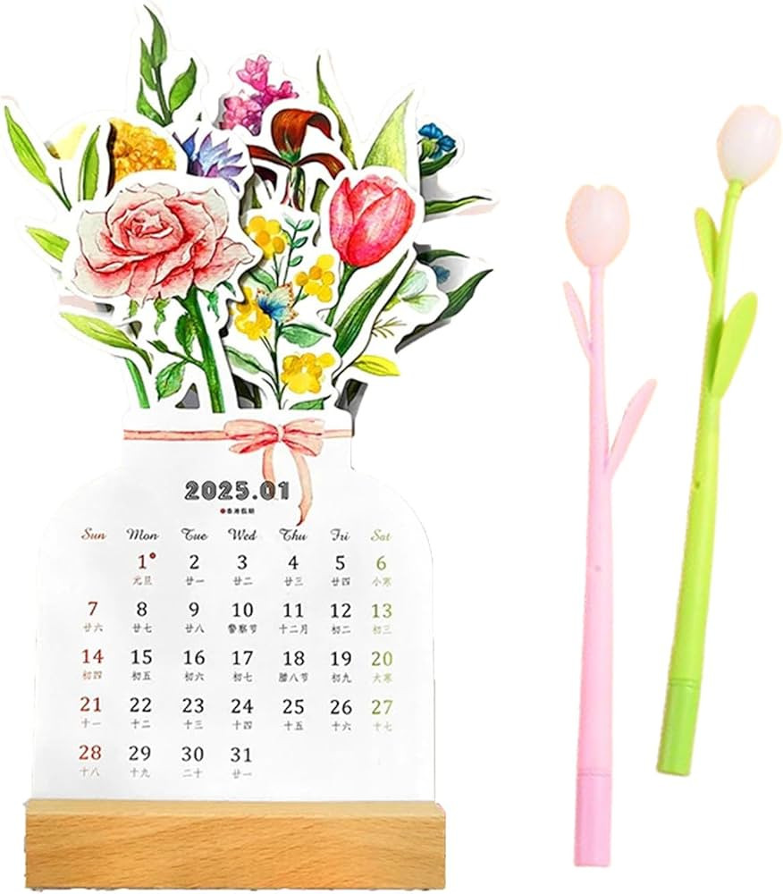 Bloomylog - 2025 Bloomy Flower Calendar, Bloomy Flowers Desk Calendar 2025 (Rose Bouquet) | Amazon (US)