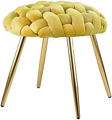 GIA Home Furniture Series Velvet Cross Woven Accent Stool, Chartreuse | Amazon (US)